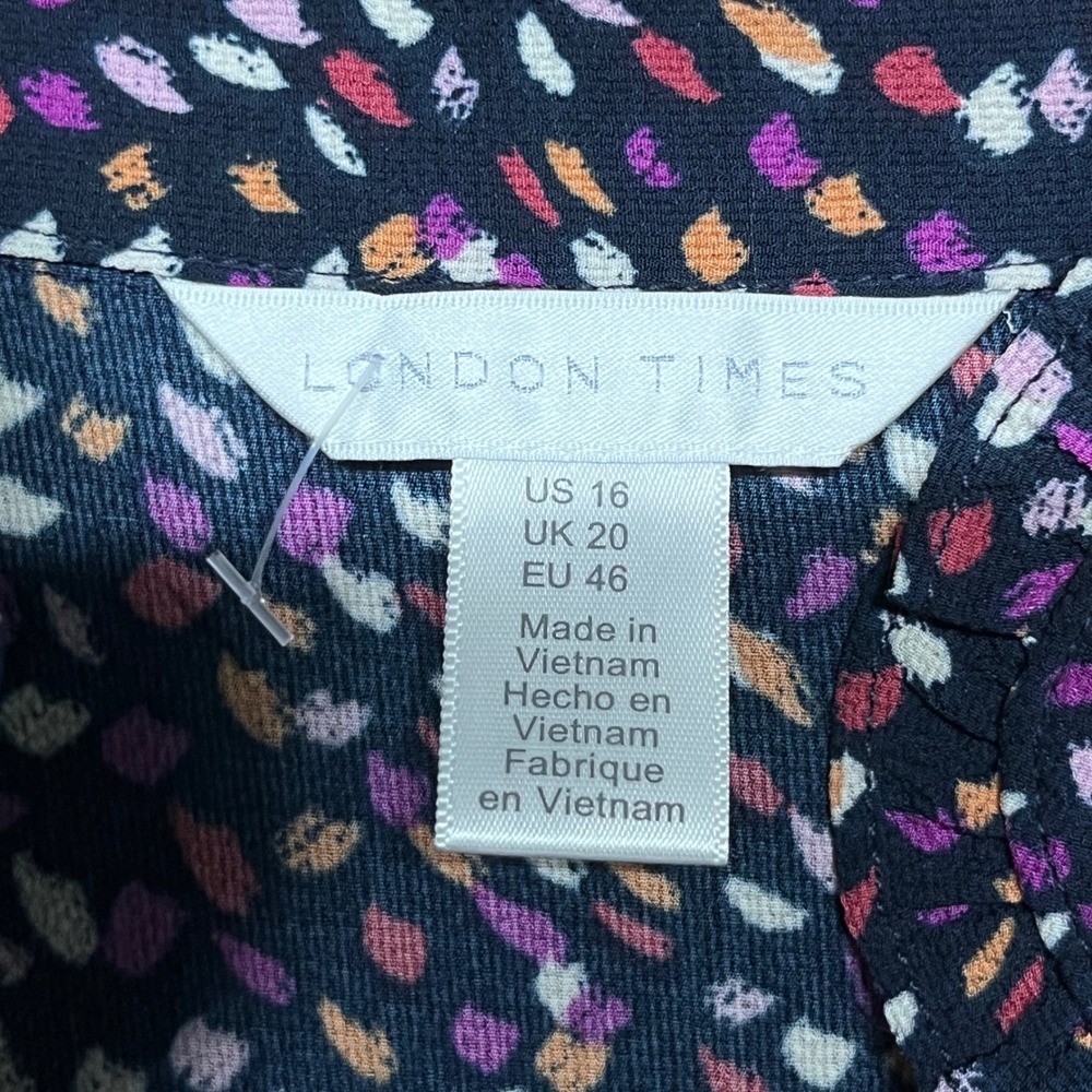London Times Jumpsuit Size 16 Womens Purple Floral Print Wide Leg 3269 - Picture 4 of 9